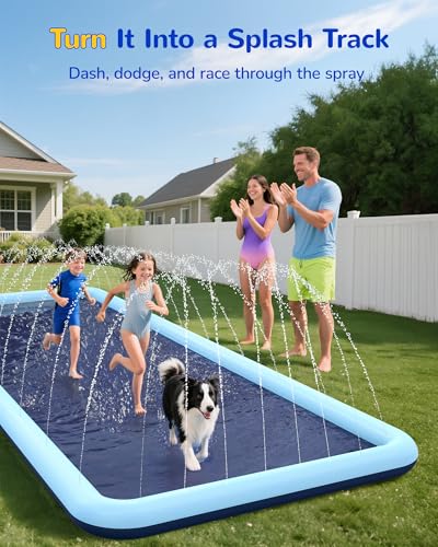VISTOP Non-Slip Splash Pad for Kids and Dog, Thicken Sprinkler Pool Summer Outdoor Water Toys - Fun Backyard Fountain Play...