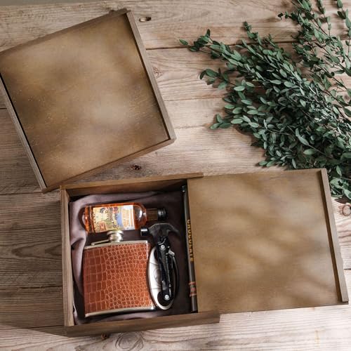 Custom Vibes Personalized Pine Wood Keepsake Box with Sliding Lid, Custom Engraving, Durable Rustic Design for Groomsmen, ...