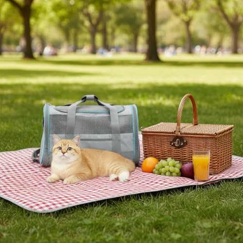 Seclato Soft Side Cat Carrier Airline Approved for Puppy Kitten Dog Carriers for Small Medium Cats Under 15lb, Collapsible...