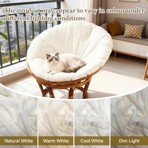 Wibeelee Papasan Chair Cushion Cover, 55" x 55" Soft Plush Fleece Slipcover Only, Removable & Machine Washable with Adjust...