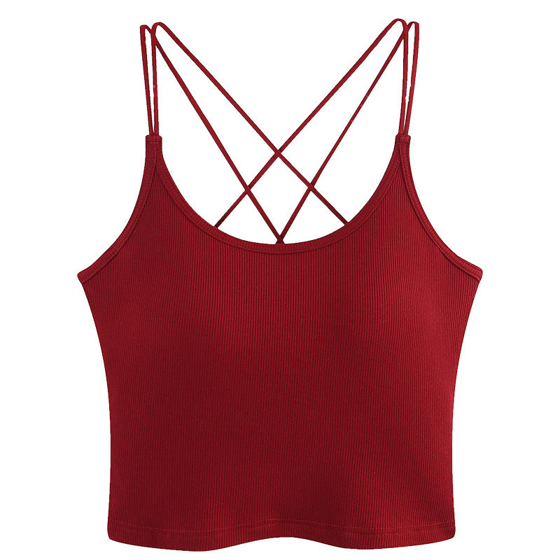 Summer New Sexy Sizzling heat Cross back Sheer strapped Back beauty Camisole