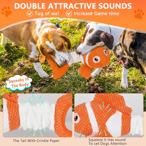 Molantaule Squeaky Dog Toys, Durability Interactive Tug of War Puppy Toys for Indoor and Outdoor Play - Stuffed Pet Dog To...