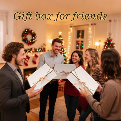 10Pack White Gift Boxes, 10.6x7.8x3.1Inch Bridesmaid Proposal Box with Ribbons, Gift Boxes with Lids for Presents, Mother'...