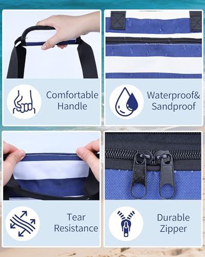 NBERMOTION Beach Bag with Detachable Cooler, 62L Large Beach Bags Waterproof Sandproof for Women,Travel Tote Bag for Family