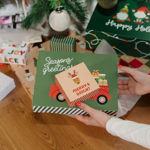 ZICOTO Beautiful Christmas Gift Boxes Set of 15 - Stylish Holiday Present Boxes with Assorted Festive Designs for Easy Chr...