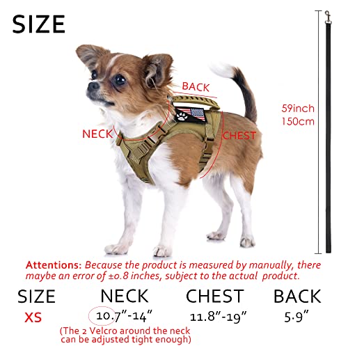 Tactical Dog Harness with Leash Tactical Puppy Vest with Rubber Handle K9 Military Adjustable Pet Harness for Outdoor Trai...