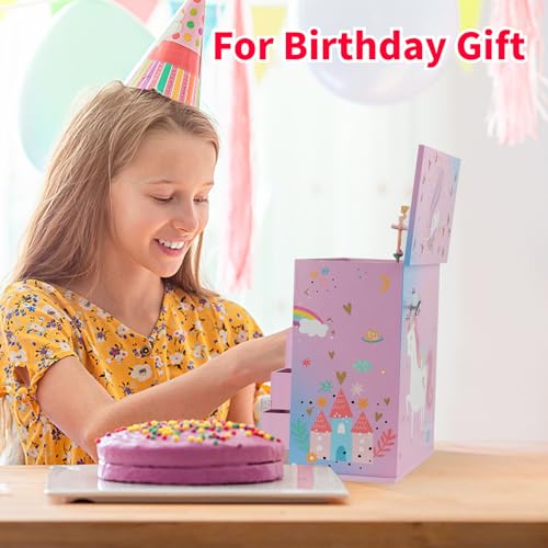 efubaby Jewelry Box for Girls 5-Layer with Swing Door Spinning Ballerina Unicorn &Castle Design Unicorn Jewelry Set Includ...