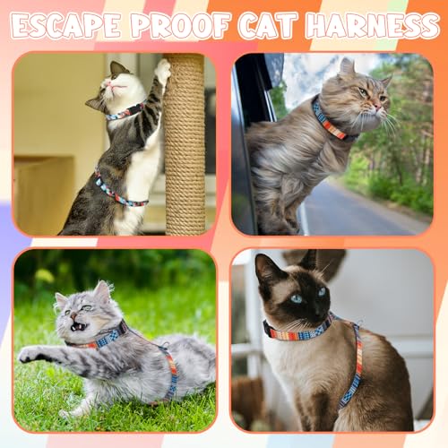2 Pack Cat Harness and Leash Set, Escape Proof Adjustable Kitten Harness with Leash Collar Lightweight Soft and Comfortabl...