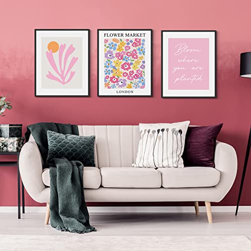 Habseligkeit Pink Danish Pastel Wall Decor for Girls Dorm, Boho Matisse Wall Art Prints, Flower Market Posters for Room De...