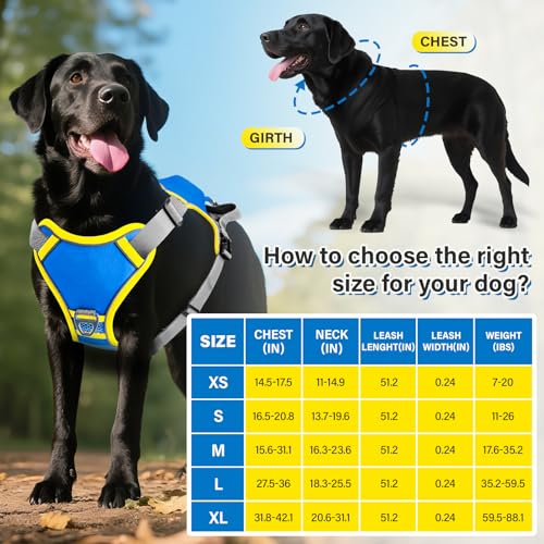 paatata No Pull Dog Harness, 2 in 1 Retractable Harness with Auto-Lock, Reflective Breathable Mesh and Handle, Adjustable ...