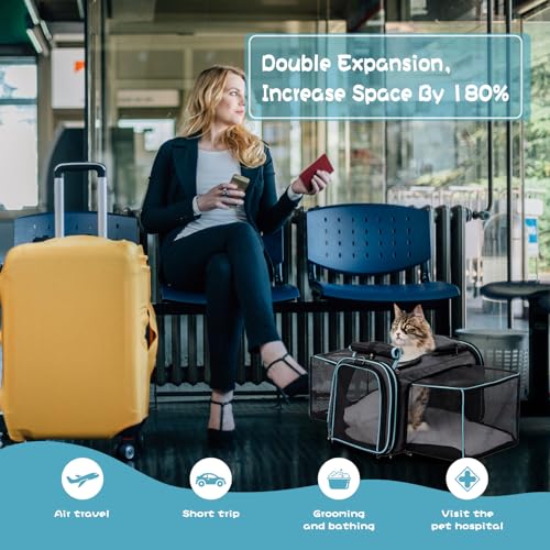 Pesen Expandable Dog & Cat Carrier, Airline Approved Soft Pet Carrier, Breathable & Collapsible Design, Ideal for Small Do...
