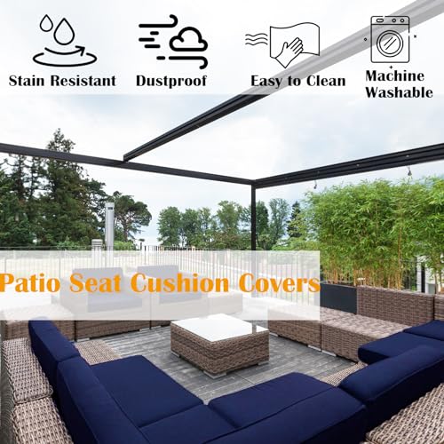 SK Studio Patio Cushion Covers Replacement, 2 Pack Waterproof Outdoor Furniture Seat Cushion Slipcover with Zipper for Gar...