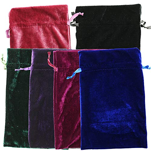 GiftExpress Velvet Tarot Rune Bag Bundle of 6: Moss Green, Royal Blue, Purple, Wine, Ross, Black 6" x 9" - Velvet Bag for ...