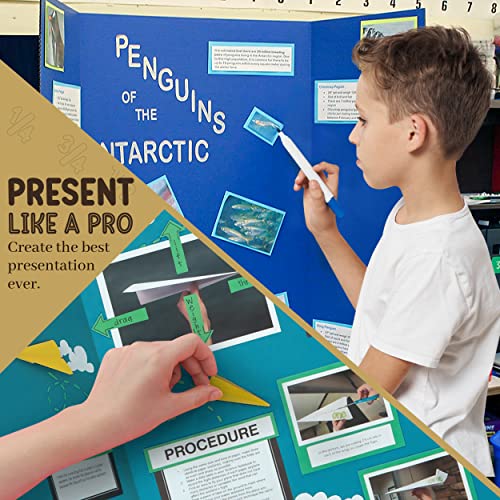 White Trifold Presentation Board 36" x 48" (Pack of 2) Self-Adhesive Science Subtitles Included - Display Exhibition Board...