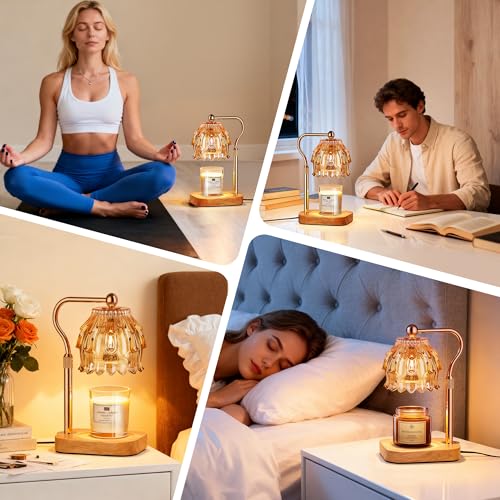 Candle Warmer Lamp with Timer - Flower Electric Wax Melter Warmer Adjustable Height for Jar Candles, Gift for Women, Mom, ...
