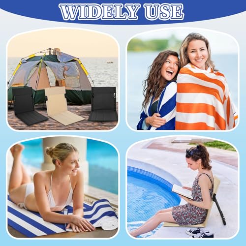 Yalikop 4 Pcs Foldable Seat for Poolside Chairs with Bag Portable Outdoor Beach Chairs with 30" x 60" Stripe Pool Beach To...