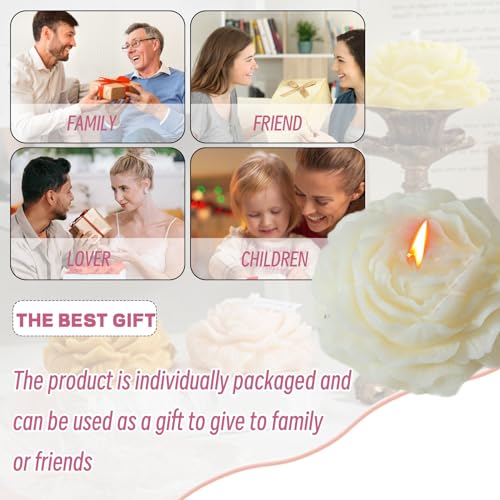 Peony Flower Shape Candles 1 Pack Soy Wax Decorative Candle for Bedroom Home Scented Candle Gift to Friends Family (White)