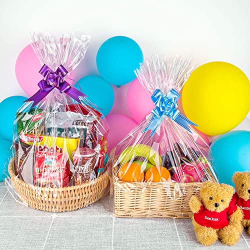 Awpeye 20 Pack Clear Basket Bags 24"x30", Large Cellophane Gift Bags, Fit up to 13.5" Round or 10" Square Baskets, 2 Mil T...