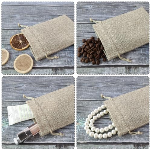 Uigidori 30 Pcs Burlap Gift Bags with Drawstring, 3.8 x 5.7 Inches Premium Linen Jewelry Pouches, Burlap Favor Sacks, Rust...