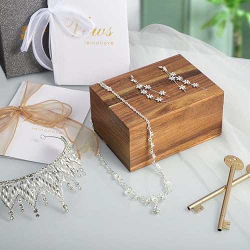 DRASTAR Keepsake Box, Acacia Wood Memory Box with Hinged Lids, Wooden Jewelry Box, Small Storage Box,3x5, 4x6 Decorative C...