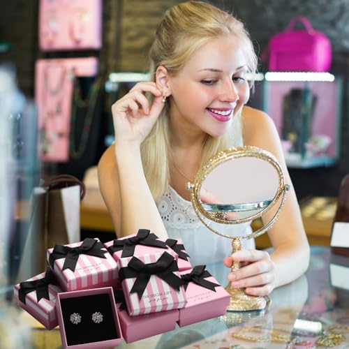 14pcs Small pink Cardboard Gift Jewelry Boxes for Necklace, Earring, Ring, Pendant, Bracelet, Anklet, Jewelry Holder,Bulk ...
