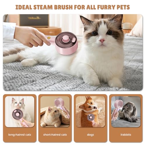 Cat Steam Brush,Cat Brushes for Indoor Cats, 4 In 1Spritz Spray Defur Comb, Cloud Care Shedding Control, Pet Grooming Brus...