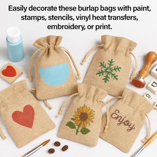 Mandala Crafts 7X9 Inch Teal Burlap Drawstring Gift Bags for Favors - 20 Medium Linen Sacks Gift Pouches for Candy, Coffe...