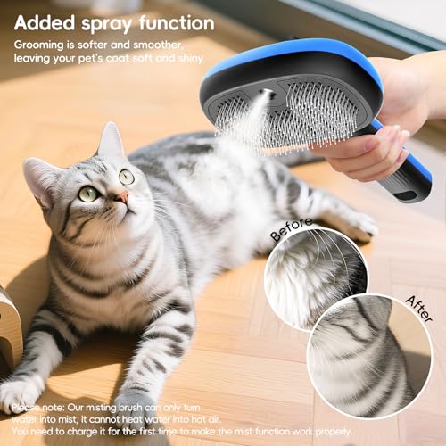 Gleedeal Steam Brush for Dogs and Cats,Dog and Cat Hair Brush for Shedding and Grooming with Electronic Mist Spray,Pet Ste...