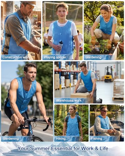 PANGTIKU Cooling Ice Vest for Men Women - Adjustable Evaporative Cool Vest for Gardening Cycling Hiking Construction Work