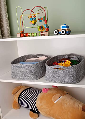 Woven Cotton Rope Storage Basket, Cube Changing Table Organizer for Closet Towels, Baby Nursery Bin, Small Dog Cat Toy Bo...