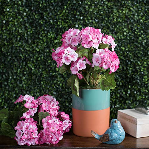 Vickerman Everyday Artificial Pink Geranium Bush 19.5" Long - Premium Faux Floral Decor for Wedding or Everyday Arrangemen...