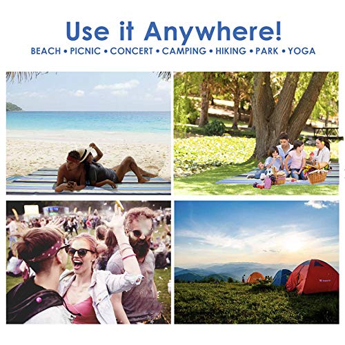 GIVERARE Picnic Beach Blanket, XL Sandfree Waterproof Outdoor Camping Blanket, Quick Drying Oxford Family Mat, Portable Ex...