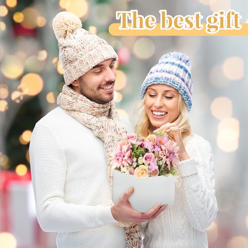 Nuenen 2 Pcs Round Gift Boxes with Lids Floral Foam LED Light Thank You Floral Greeting Cards Flower Arrangements Supplies...