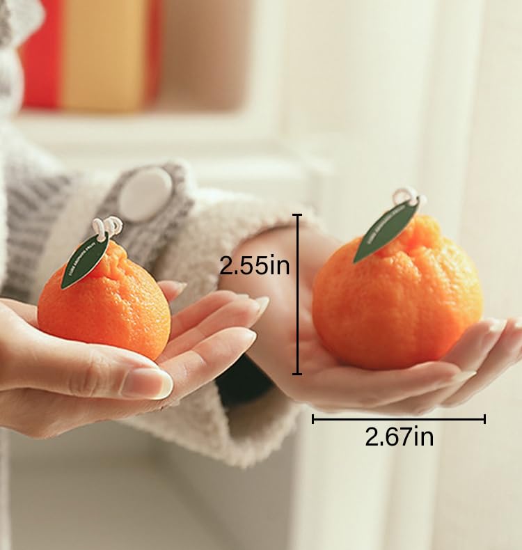 4 Pack Large Orange Shaped Fruit Candles Gift, Vegan Citrus Scented Candles, Spring Summer Mother's Day Farmhouse Table De...