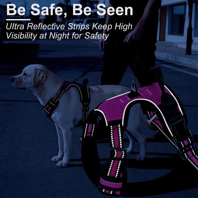 Yintrest No Pull Dog Harness, Adjustable Reflective Front Clip Pet Vest with Easy Control Handle for Medium Large Dogs (Bl...