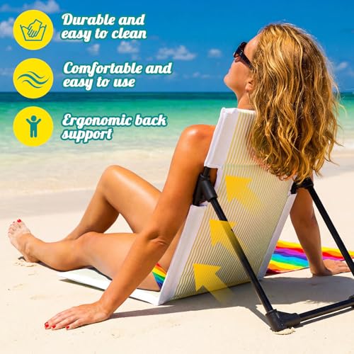 Sliner 2 Pcs Foldable Poolside Chairs for Adults Portable Beach Chairs Yellow & White Striped Folding Lazy Chair for Edge ...