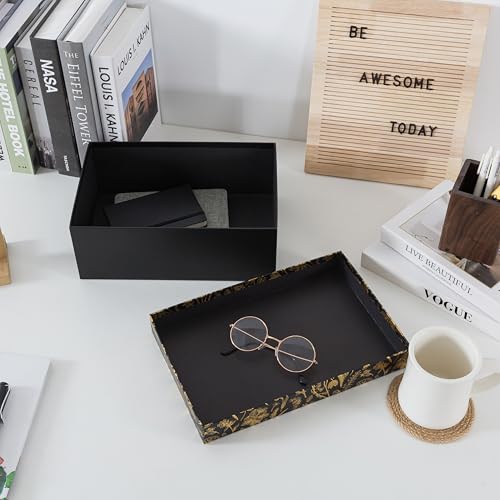 Soul & Lane Decorative Photo Storage Box with Lid, 11.7" × 7.7" × 4.5", Memory Box for Keepsakes, Floral Cardboard Picture...