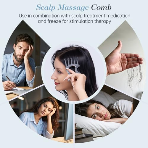 Gua Sha Tool with Handle,5in1 Scalp Massage Tool for Head&Face&Body, Protable Scalp Comb Guasha for Deep Relaxation and Re...