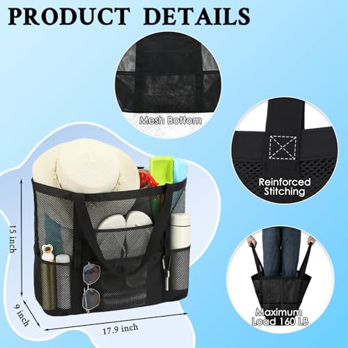 GYEUKHAM Mesh Beach Bag - Large Beach Tote Bag with Multiple Pockets for Family Beach Bag for Toys & Vacation Essentials