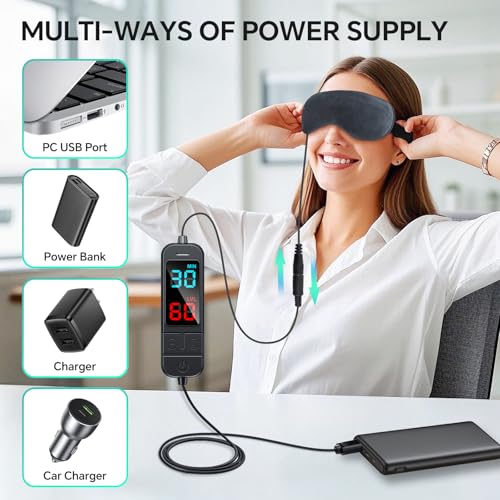 Visader Heated Eye Mask for Dry Eyes, Stye & Migraines Relief - USB Electric Warm Compress with 20 Temp/Time Settings, Was...