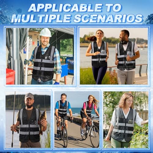 Chicingyou Cooling Vest with 8 Ice Packs, Summer Reflective Safety Vest for Adult, Hot Weather, Sports, Outdoor Activities