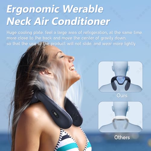 Agihoss Neck Air Conditioner Fans That Blow Cold Air Cooling Device Wearable Fan, 5200mAh Battery Operated Rechargeable Pe...
