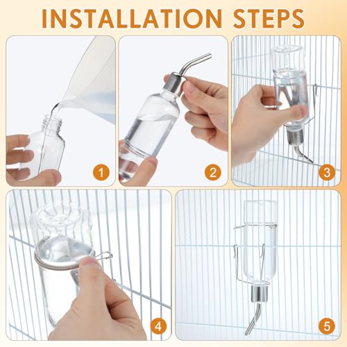 Baluue Dog Water Dispenser No-Drip Pet Water Bottle for Cage Crate 180ml /6Oz Hanging Small Bottle for Cage Crate Raised a...