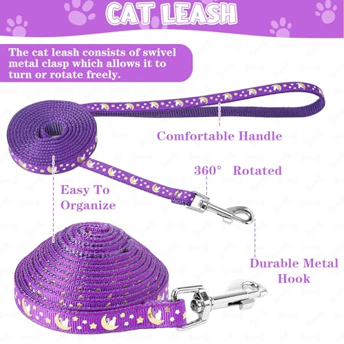 Guiqulai 2 Pack Cat Harness and Leash with Collar Set, Escape Proof Cat Harness Adjustable Kitten Harness Glow in The Dark...
