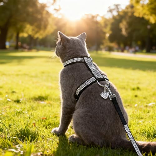 EXPAWLORER Cat Harness and Leash Set - Escape Proof Adjustable Cat Harness, H-shped Comfortable Soft Lightweight Kitten Ha...