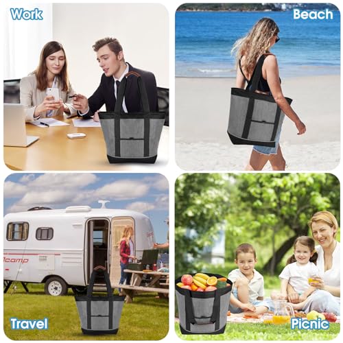 Insulated Cooler Bag, Reusable 30 Cans Insulated Bag, Soft Portable Grocery Bags for Shopping Food Travel Beach Camping