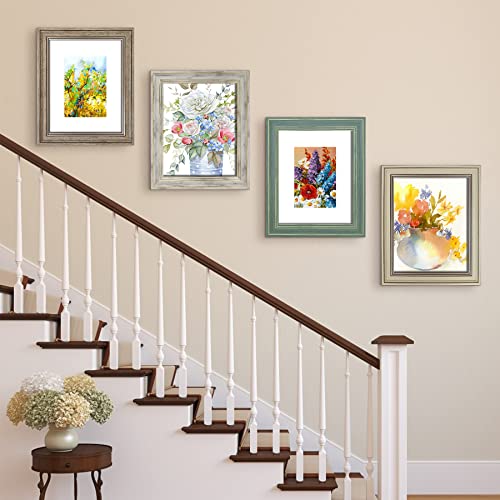 LUCKYLIFE 8x10 Picture Frame Set of 4, Rustic Farmhouse Picture Frames for Table or Wall Hanging