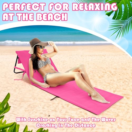 Lineshading 2 Pack Folding Beach Lounge Chair for Adults Couple Portable Sun Lounger Lightweight Tanning Mat with Storage ...