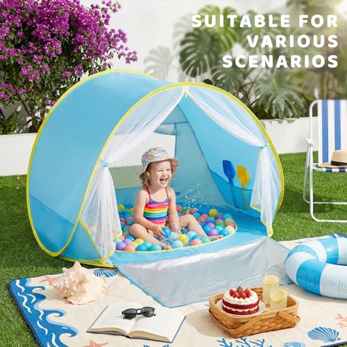 Senodeer Baby Beach Tent, Pop Up Play Tent for Infants, UV Protection Sun Shelter for Toddlers, Infant Portable Sun Shade