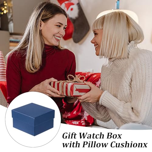 DICOSMETIC 10pcs Watch Gift Box Paper Jewelry Box Small Gift Box Square Prussian Blue Cardboard Gift Wrapping with Pillow ...